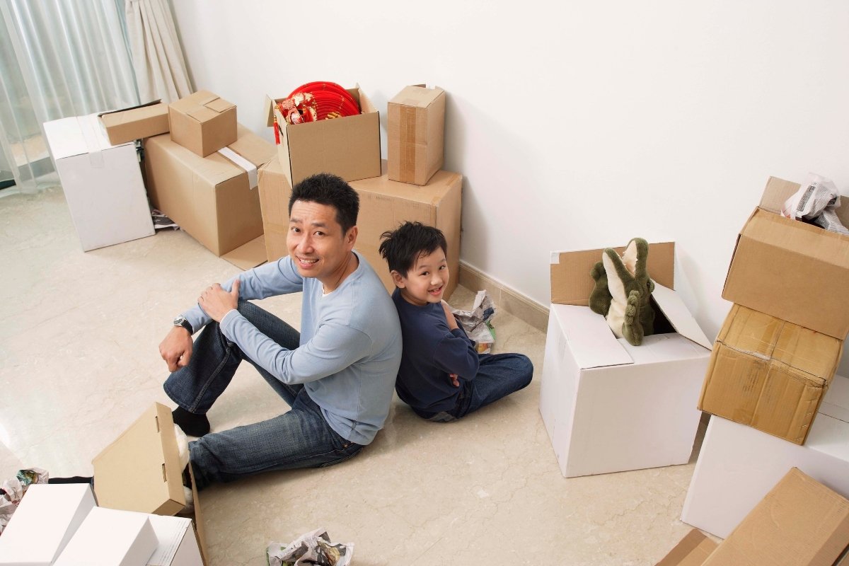father and son packing