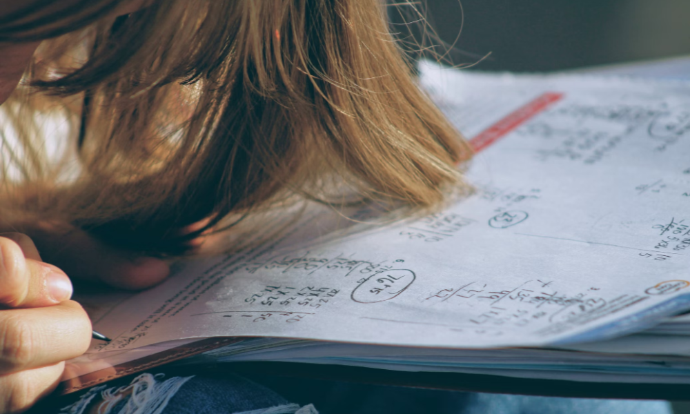 Woman doing calculations