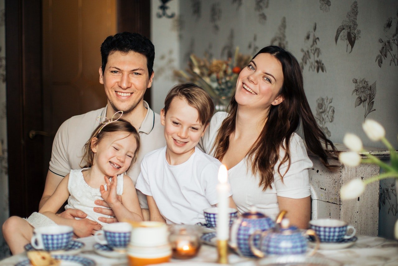 Family sitting at a table