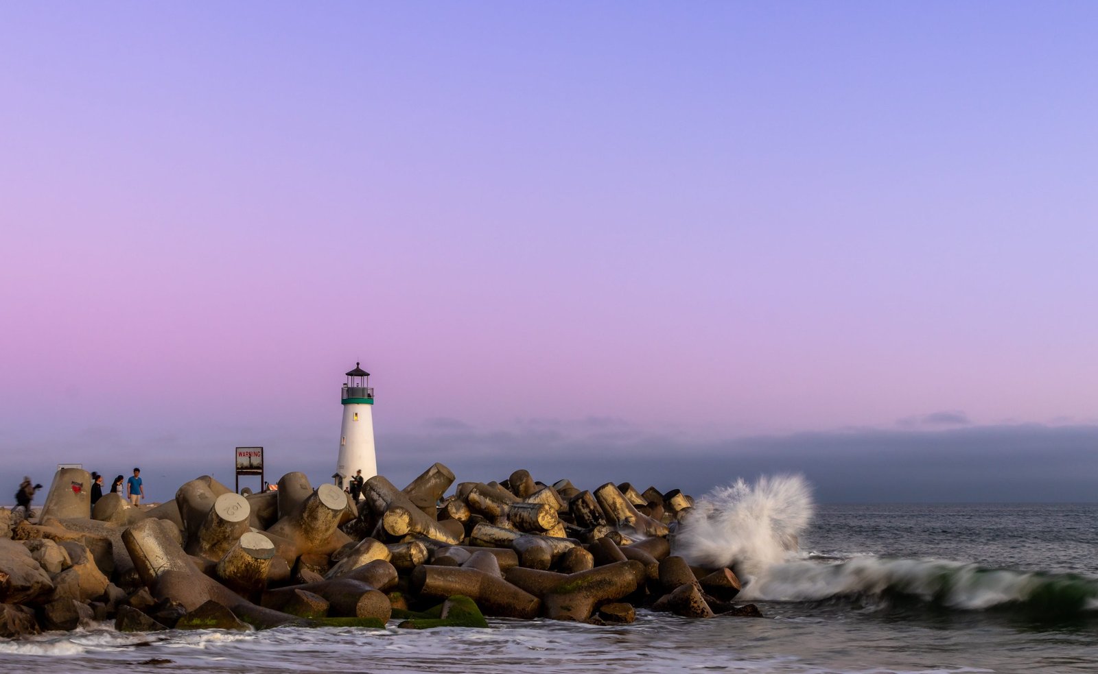 Santa Cruz beach with a lighthouse.