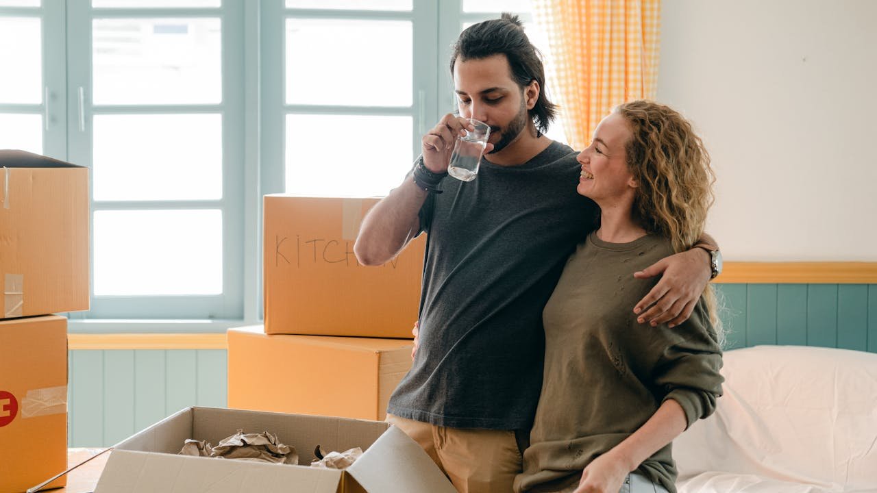 a couple after just moving