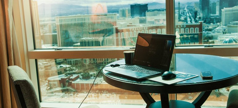 lap top on the table